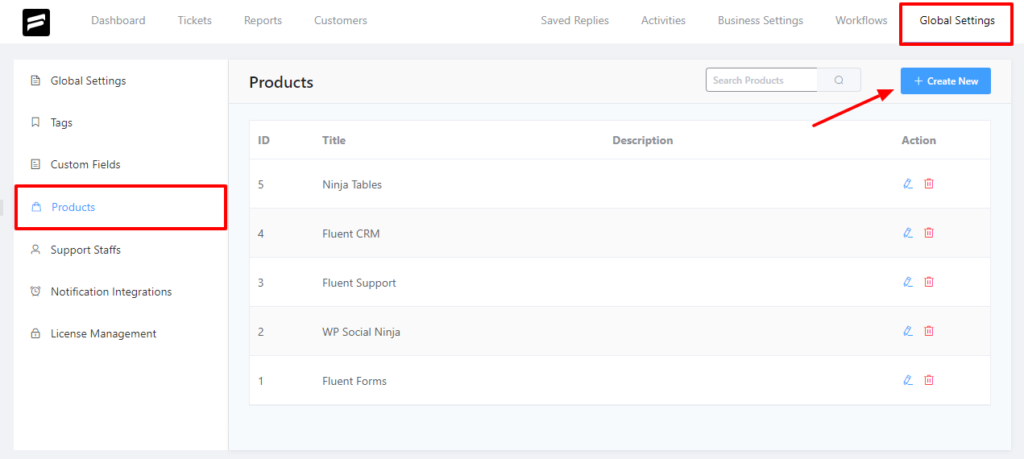 add new products in Fluent Support