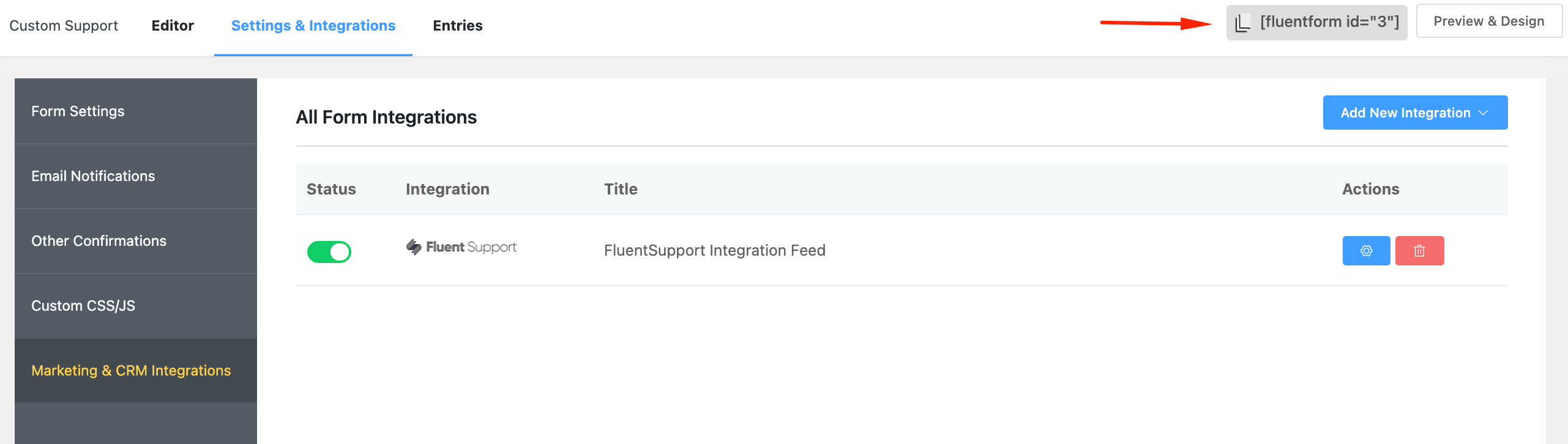 Adding the Shortcode on the Form