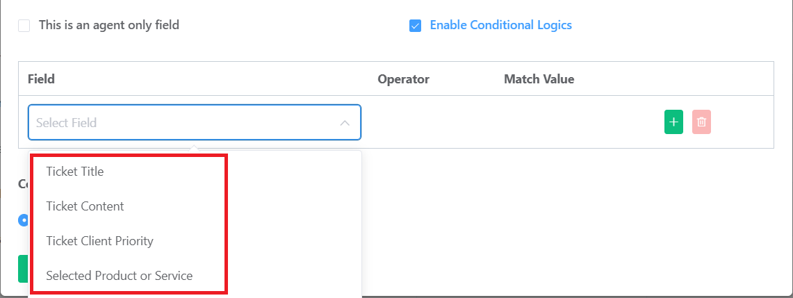 conditional logic in custom fields