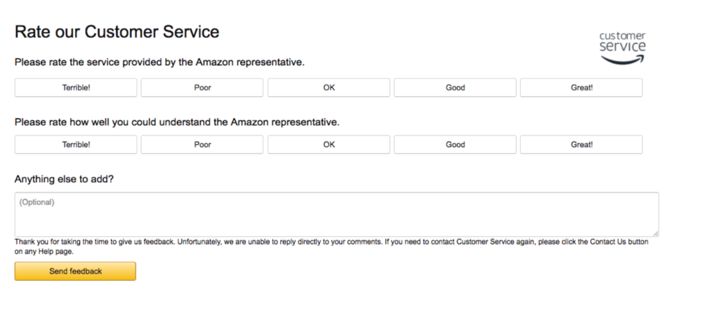 Customer Satisfaction Score example survey