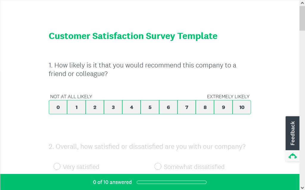 customer satisfaction survey template (CSAT)