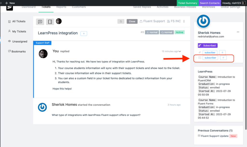 Fluent Support integration improvements with FluentCRM