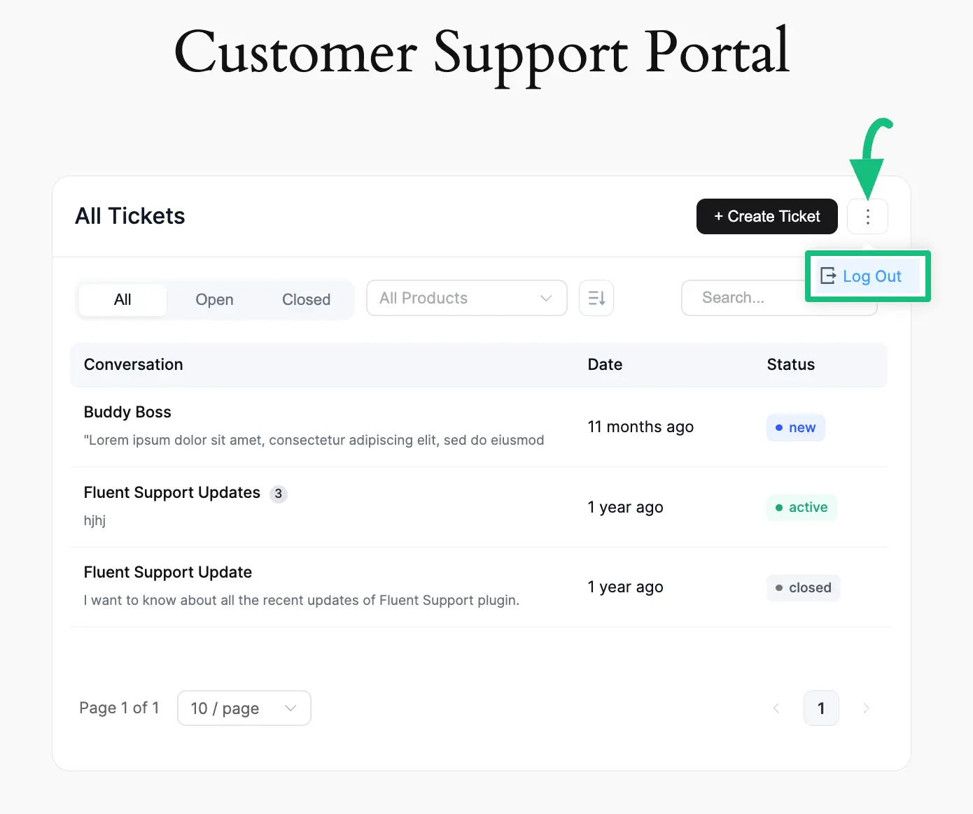 Logout option in customer portal