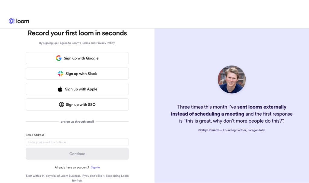 How to sign in with email, Google, Slack, or Apple – Loom