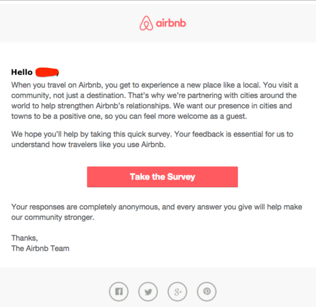 airbnb email survey template