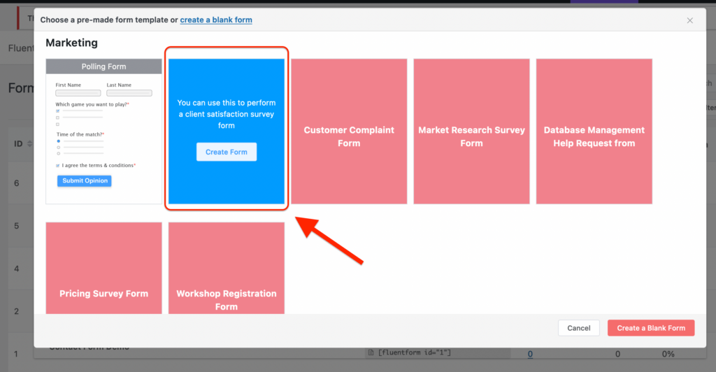 pre-made fluent form template