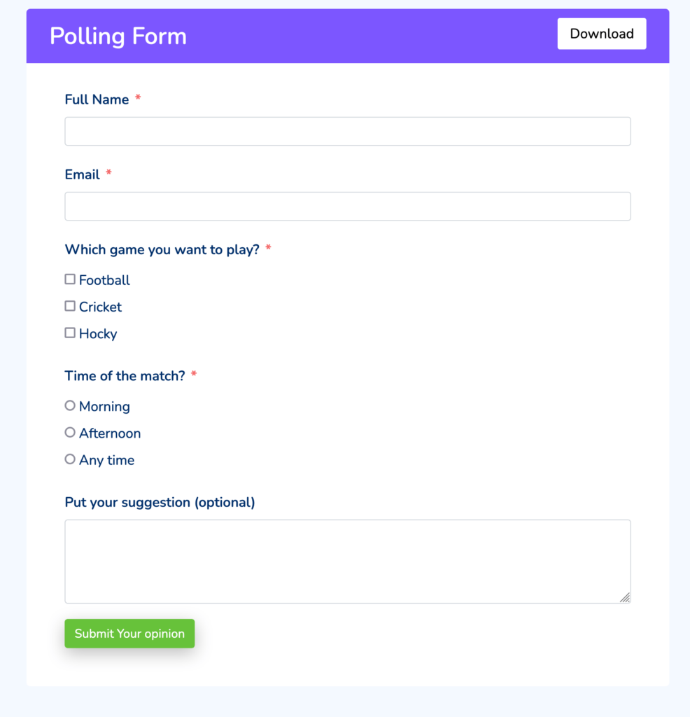 polling feedback form template