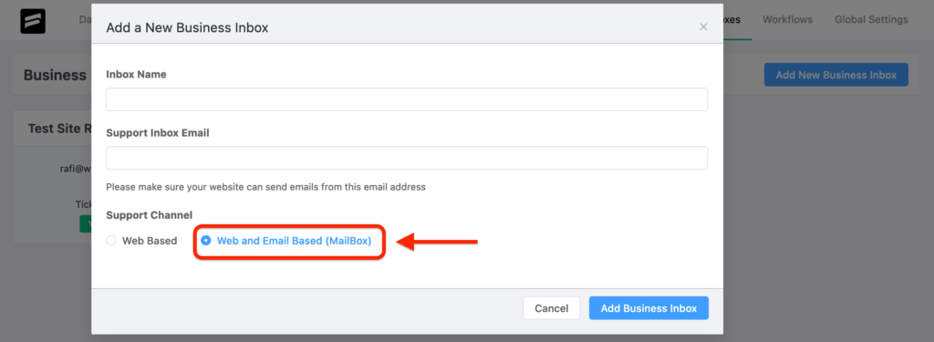 email piping in fluent support