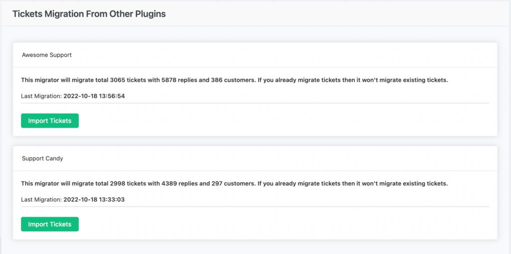 Tickets Migration from Other Plugins