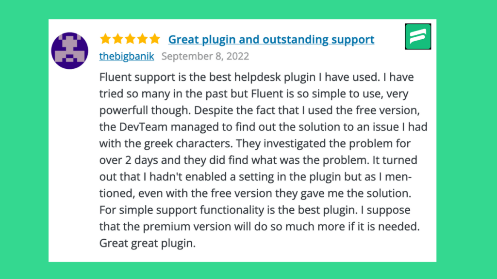 fluent support review from users wordpress
