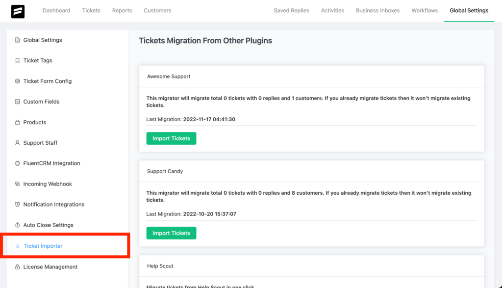 Fluent Support ticket importer