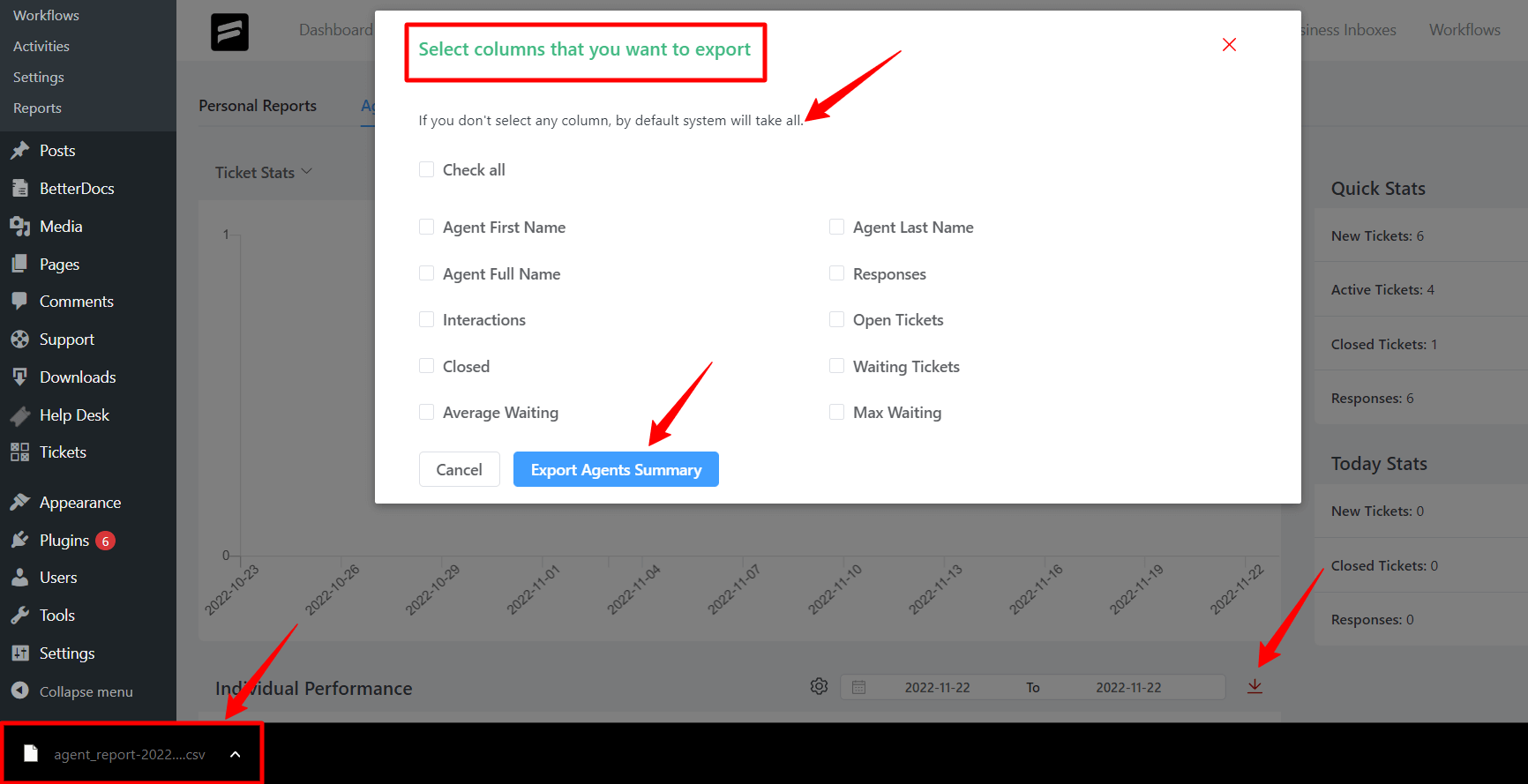 Downloaded Export Agents Summary