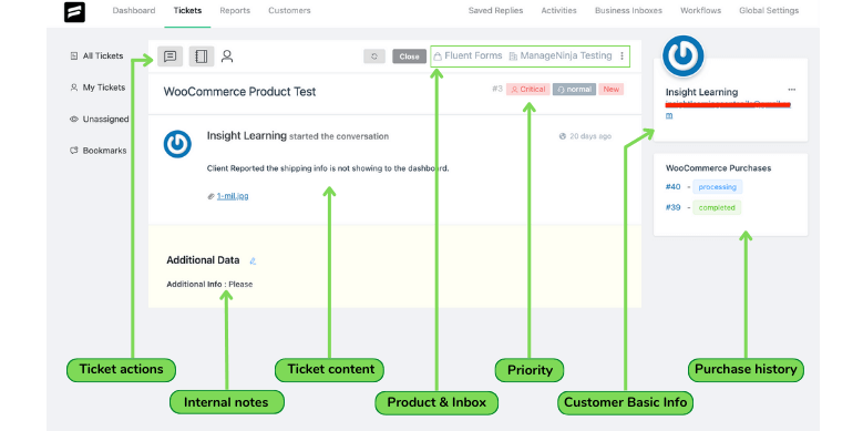 Support ticket in Fluent Support