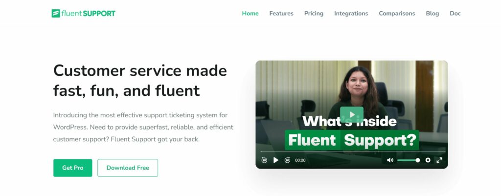fluent support's website - Awesome Support Alternative