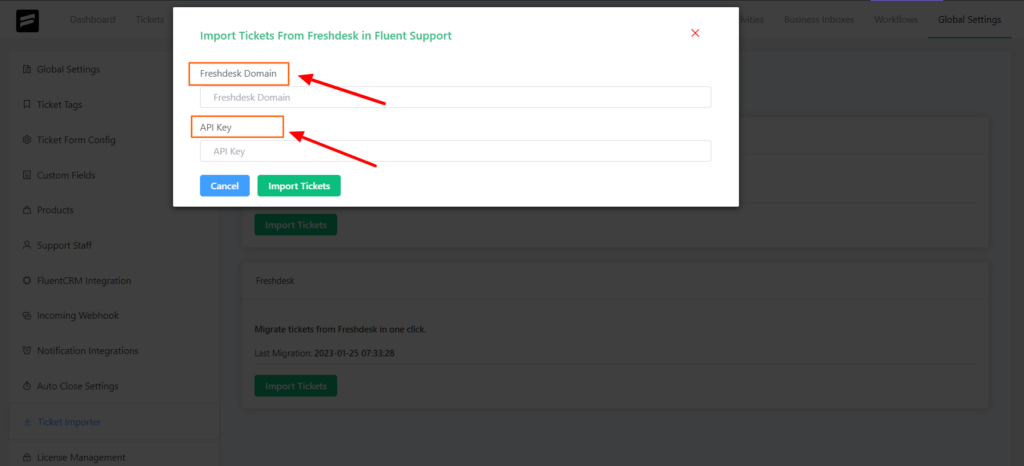 Import Tickets from Freshdesk in Fluent Support