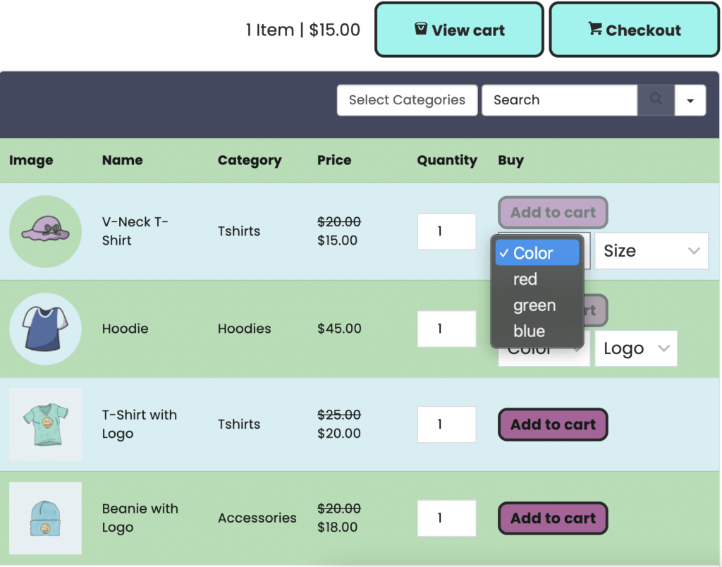 How To Make A Product Table With Direct Checkout In WooCommerce