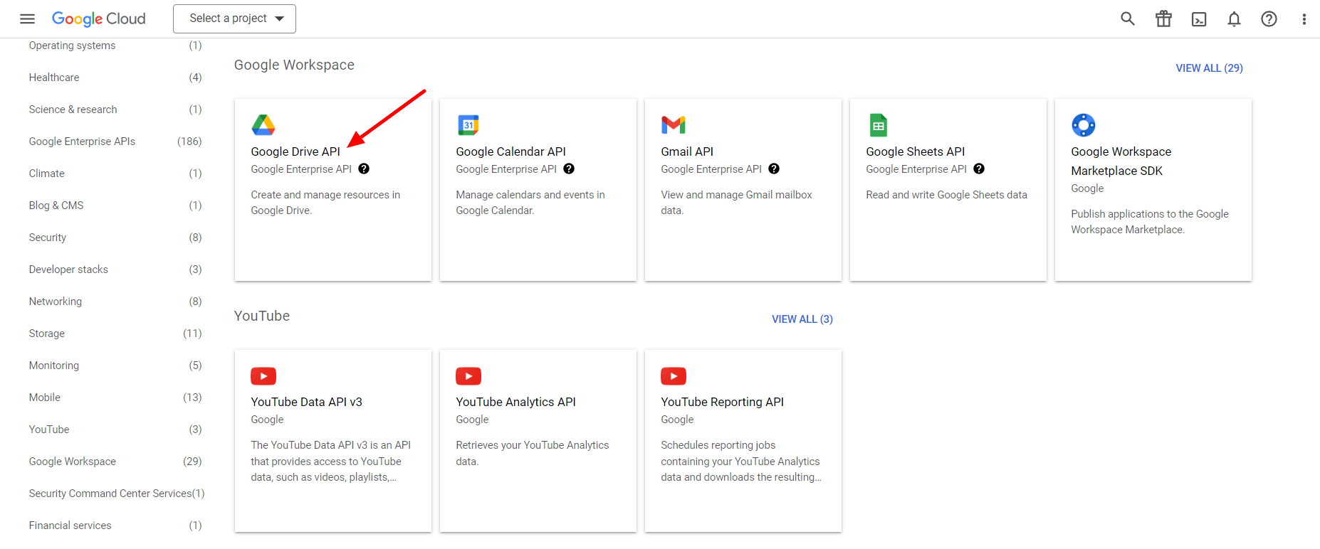 Select Google Drive API