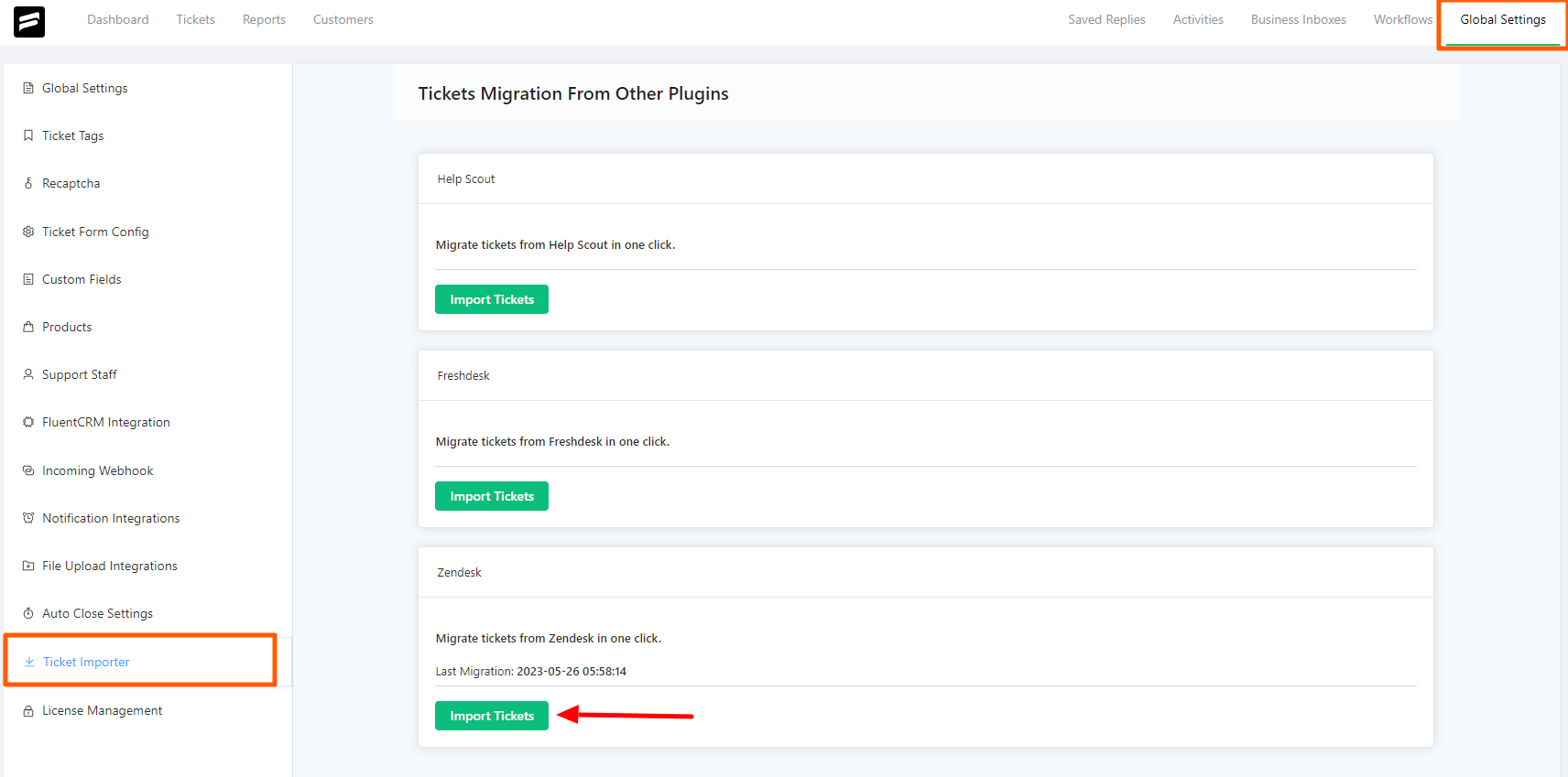 Tickets Migration - Import Ticket Option for Zendesk