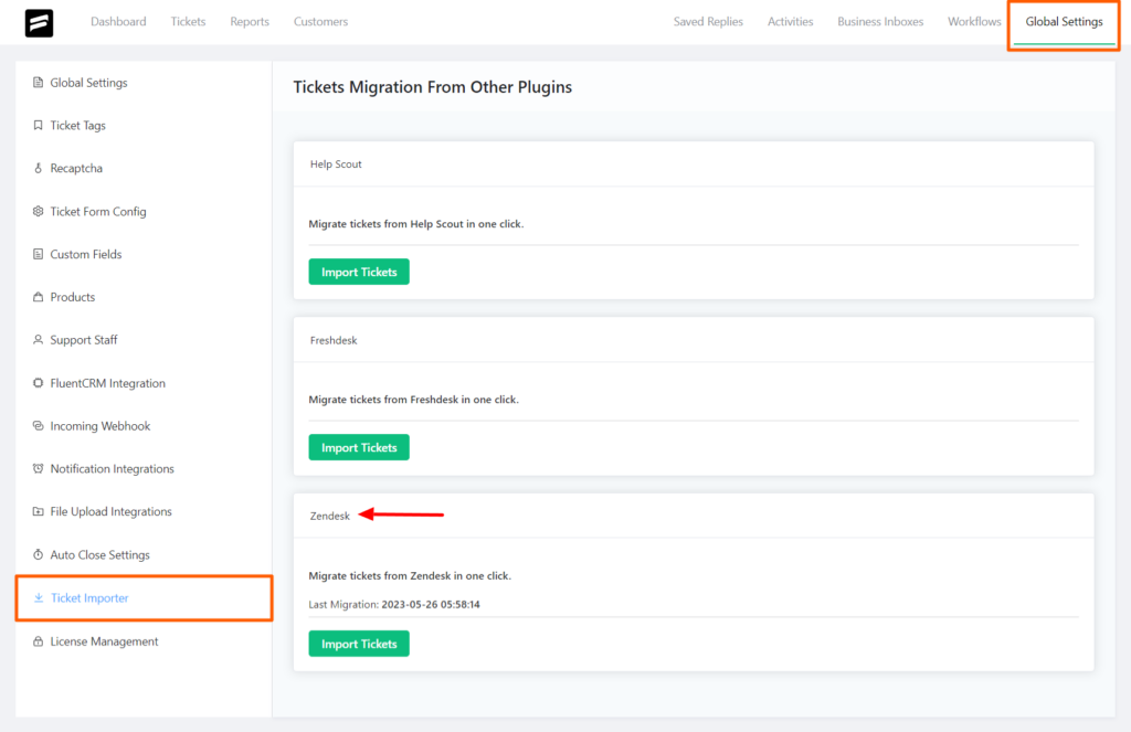 Zendesk Migrator in Fluent Support