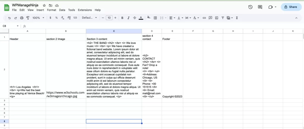 Google Sheet linked with client's site - customer experience case study