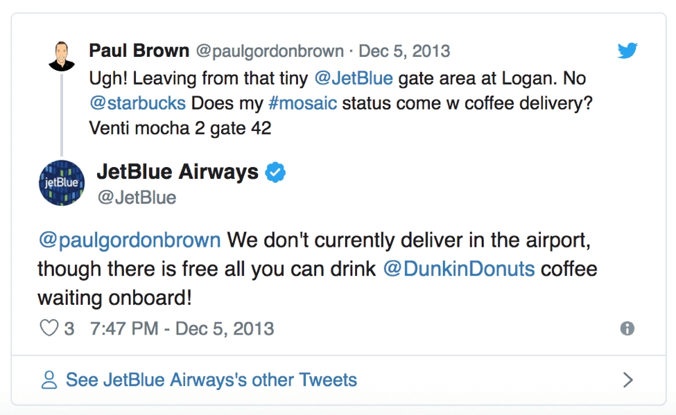 JetBlue's customer service case studies using Twitter.
