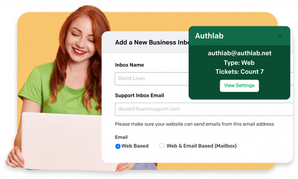 easy business inbox setup in fluent support
