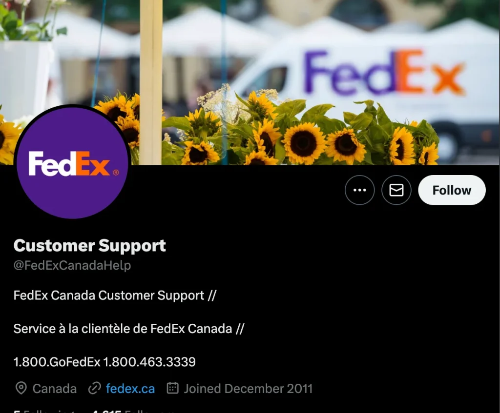 Fedex Canada Twitter Support