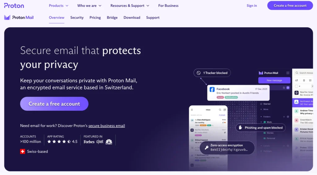 ProtonMail - most secure, email-free