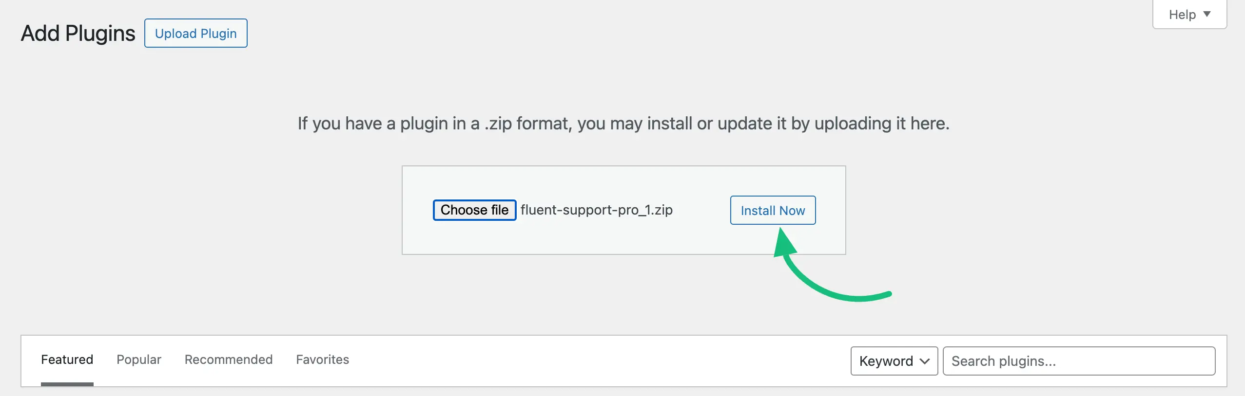Install Fluent Support Pro plugin
