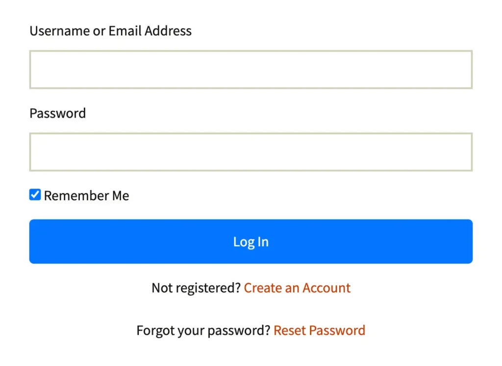 Login form with Sing up and Reset Password