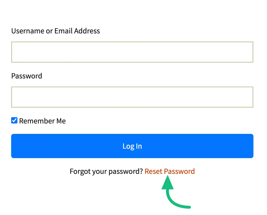 Login with Reset Password Form