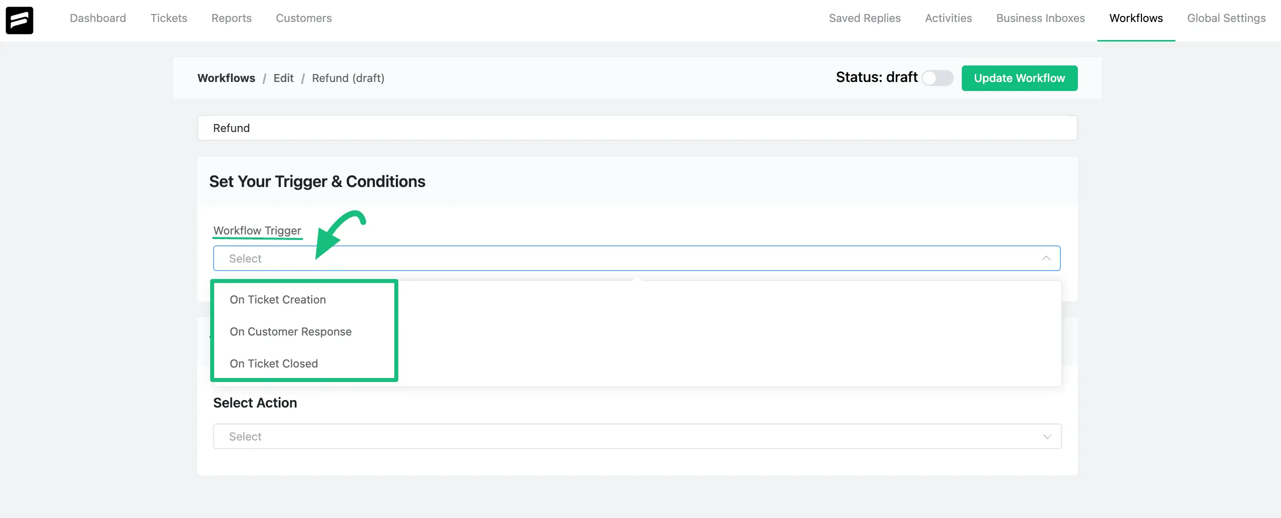 Set Trigger to run workflow