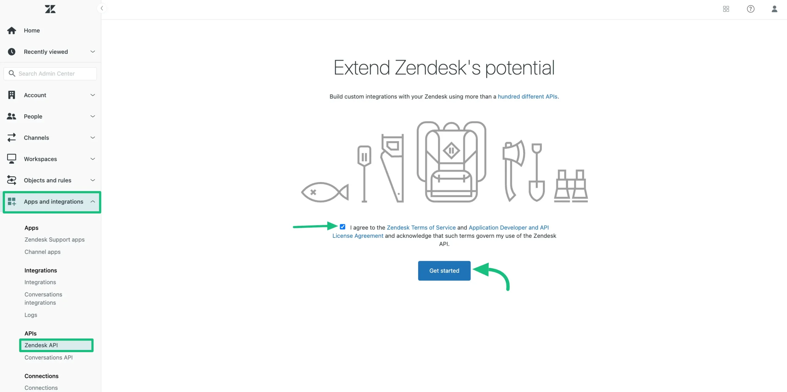 Get started to get the Zendesk API