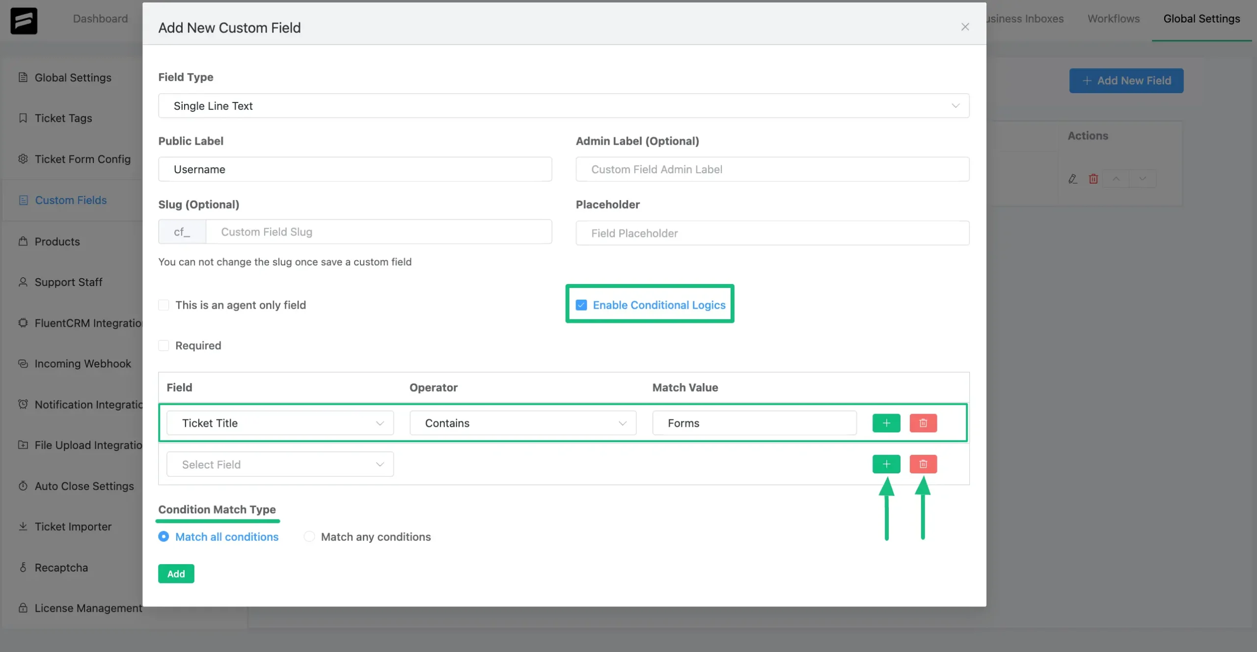 Can add multiple conditions & delete any conditions as per your needs