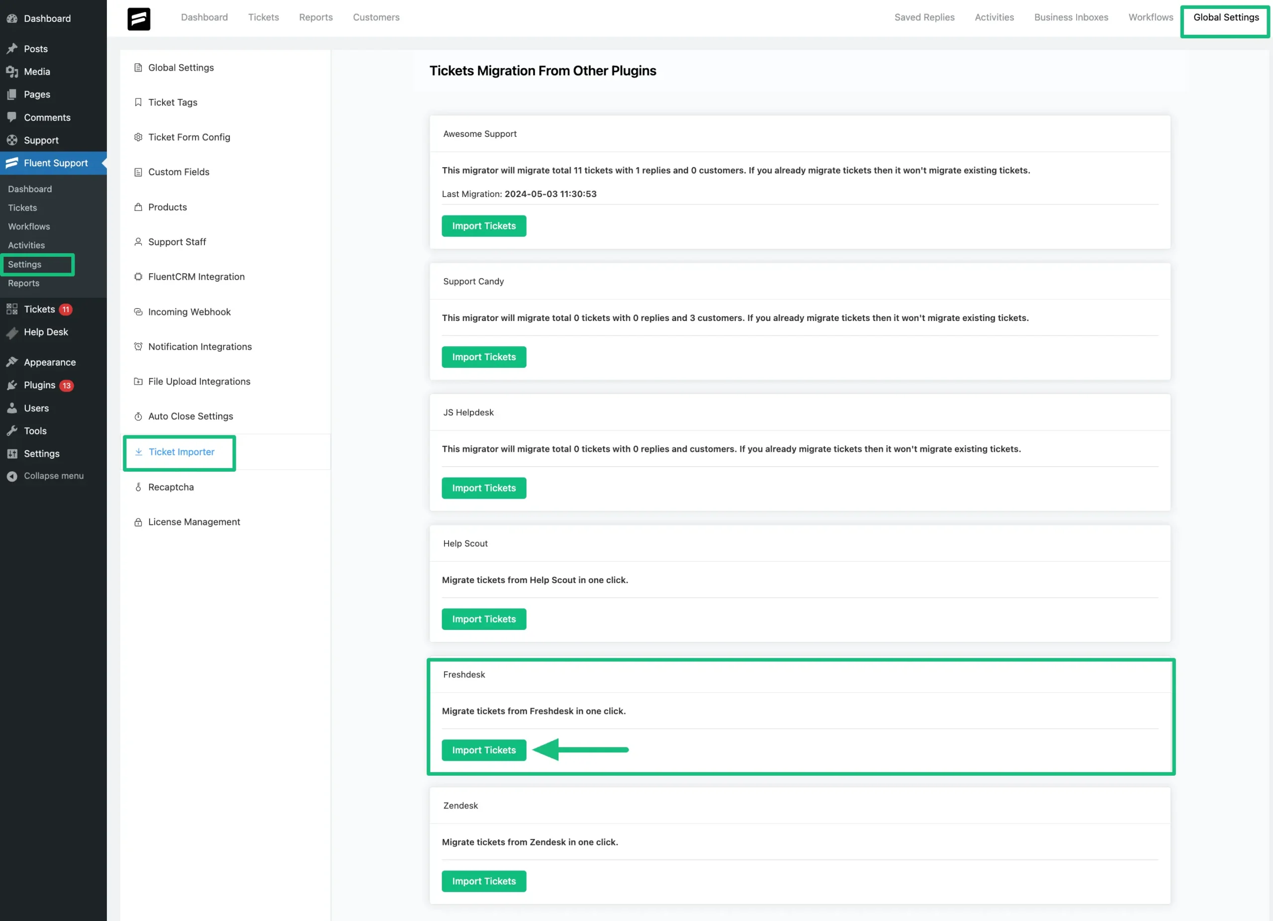 Ticket migration from Freshdesk