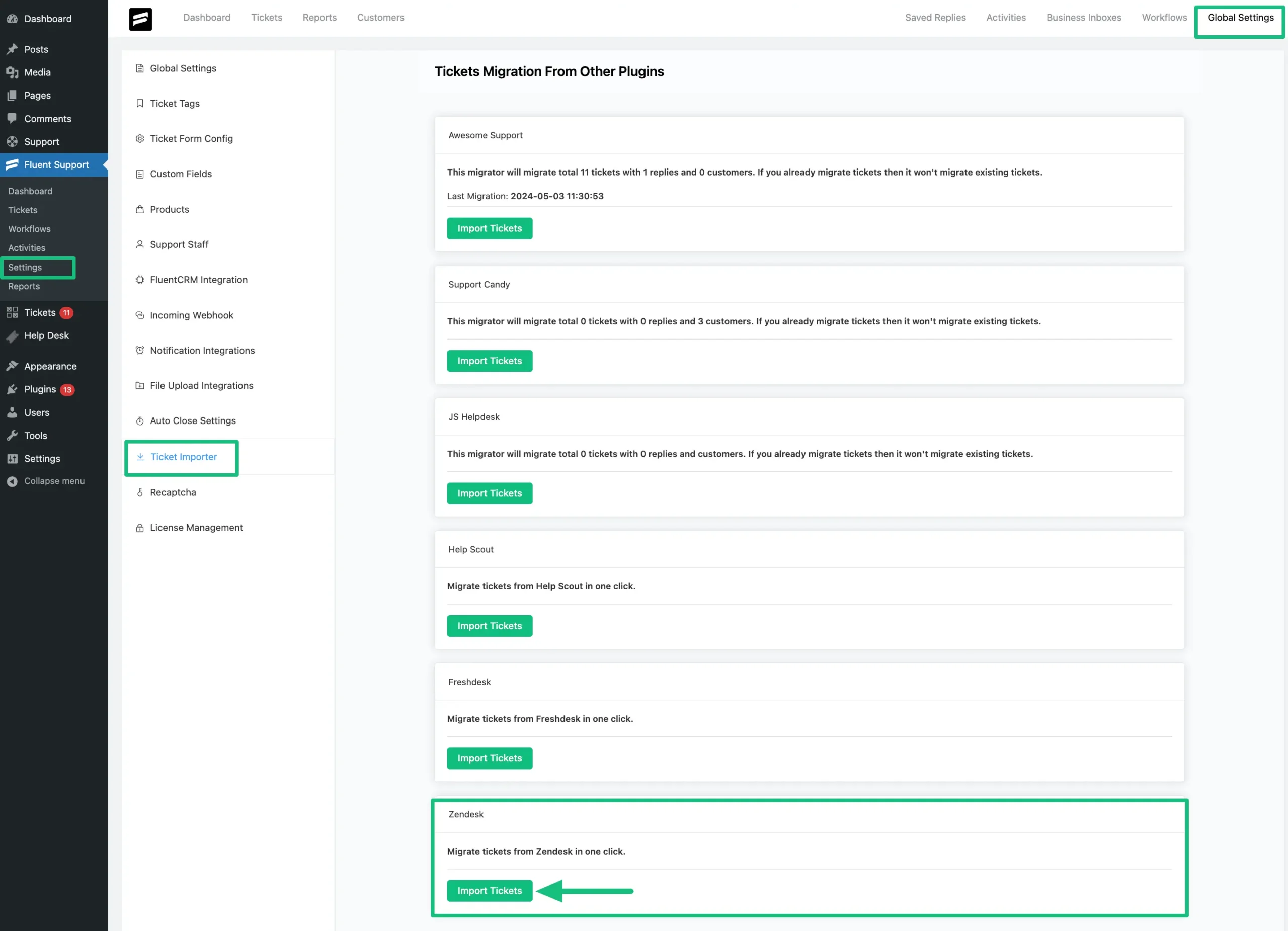 Ticket migration from Zendesk