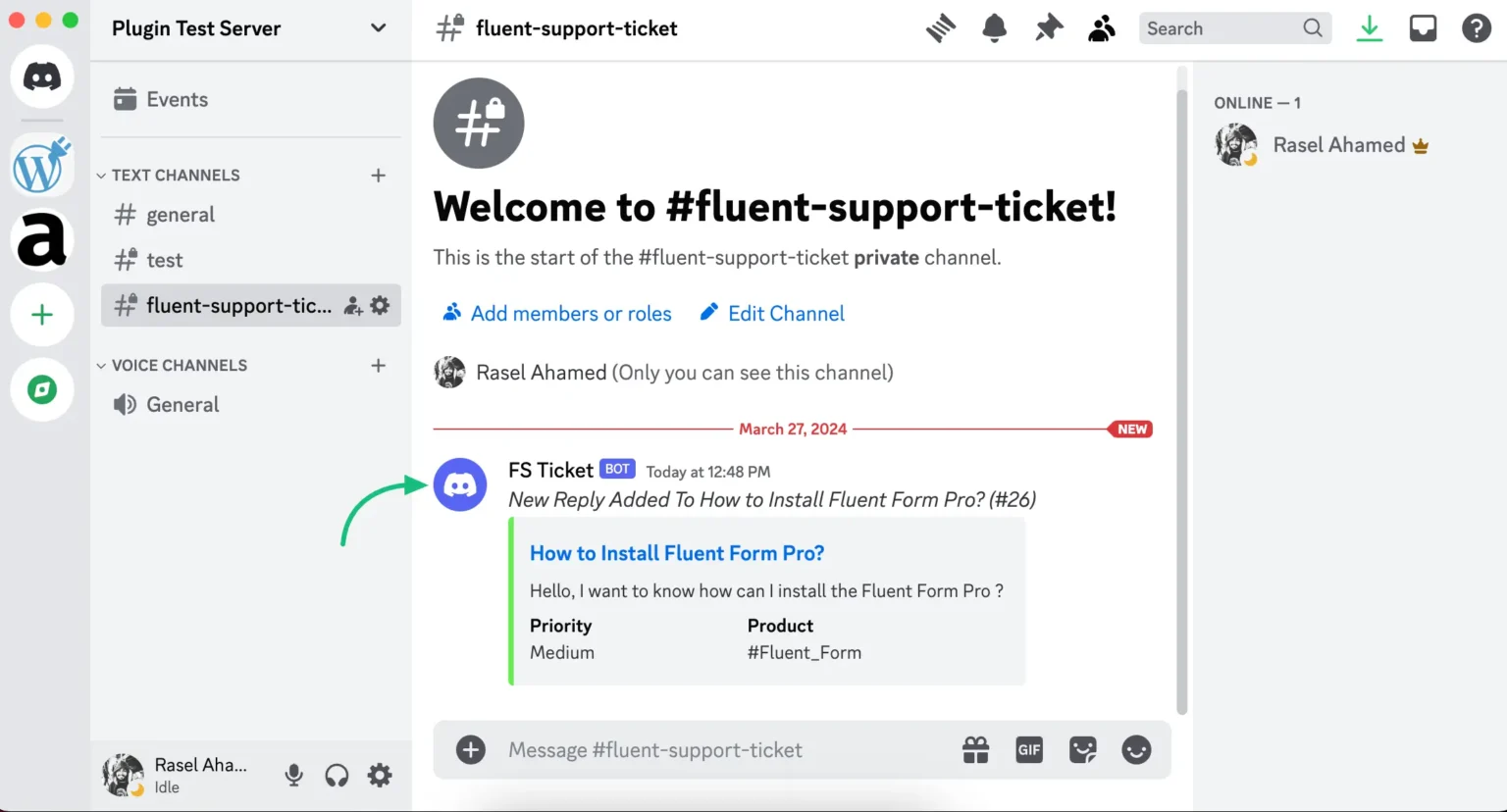 Fluent support and discord integration, discord ticket tool
