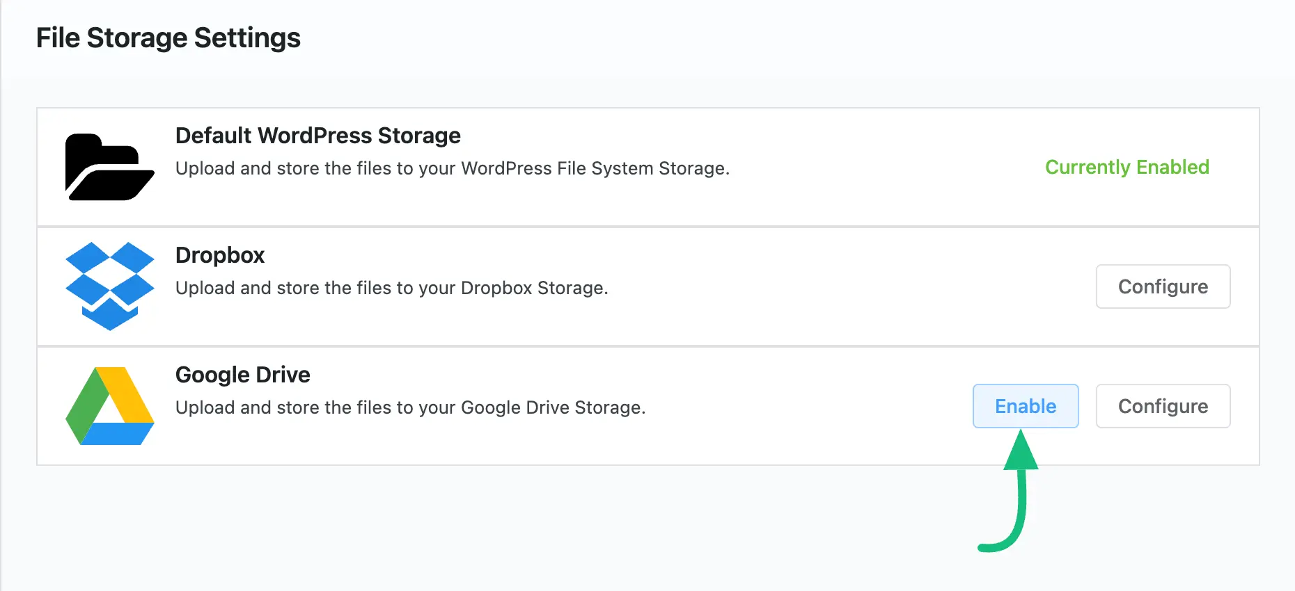 Enable Google Drive