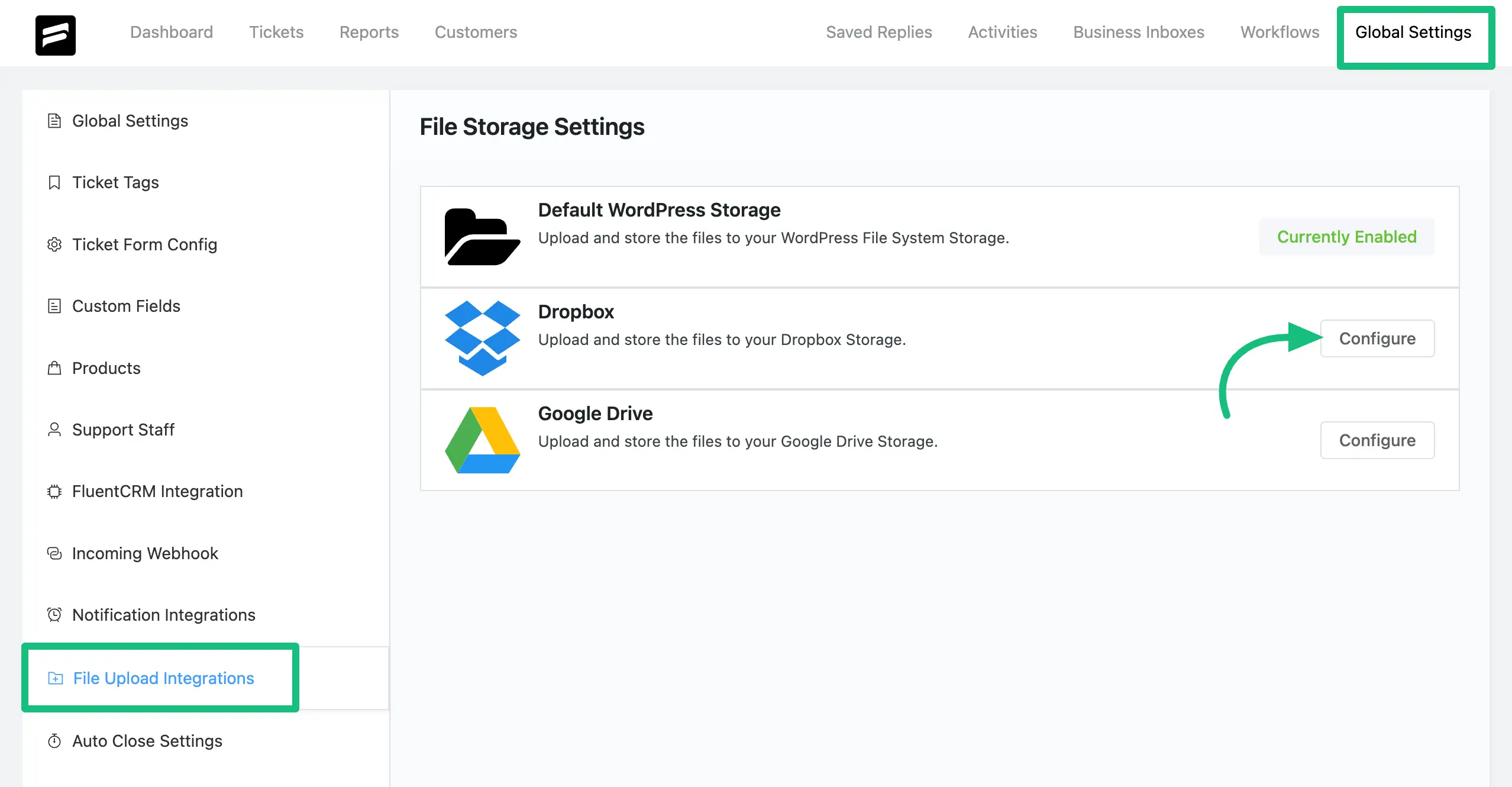 Dropbox platform for file uploading