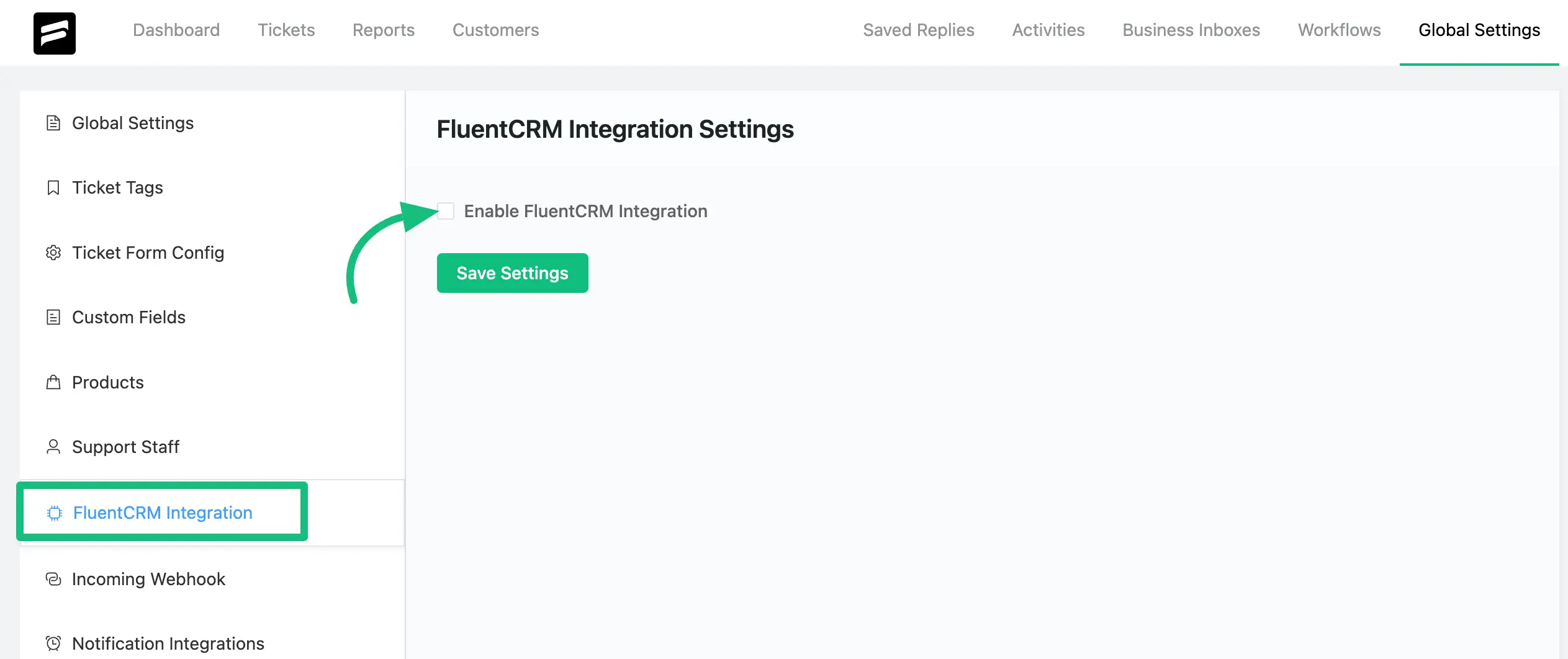 Enable FluentCRM Integration option.