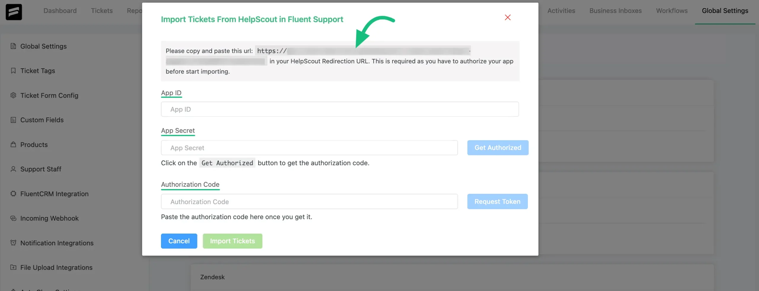 HelpScout Redirection URL