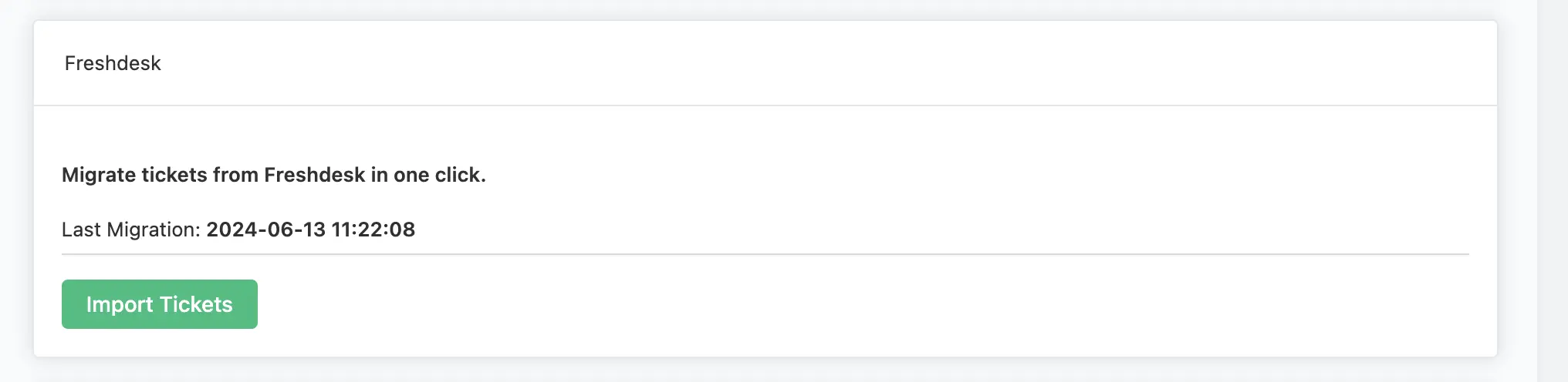 Preview of Imported Tickets from Freshdesk