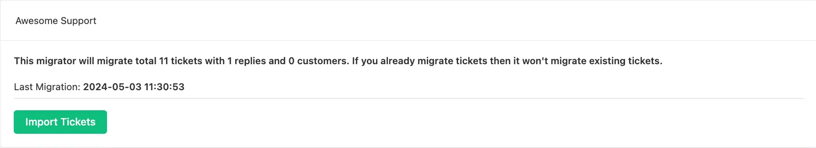 Preview of Imported Tickets from Awesome Support