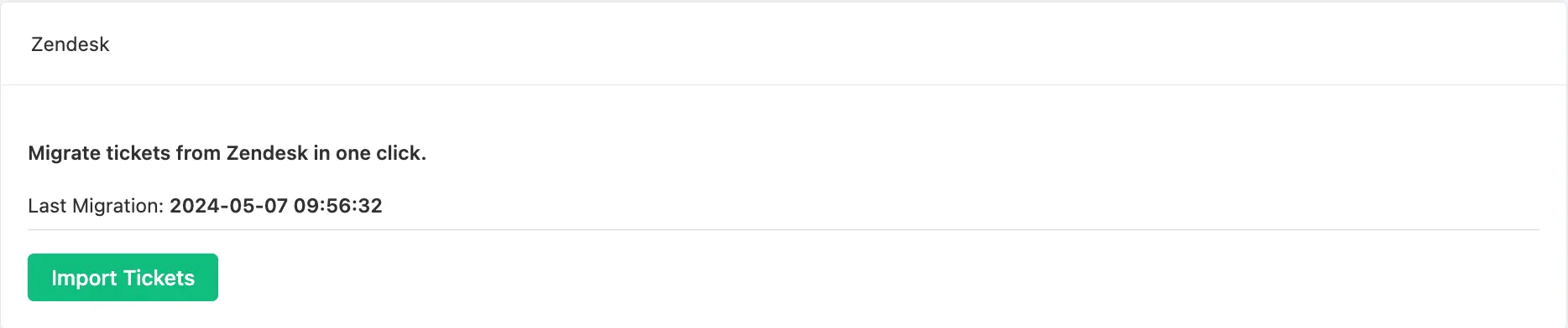 Preview of Imported Tickets from Zendesk