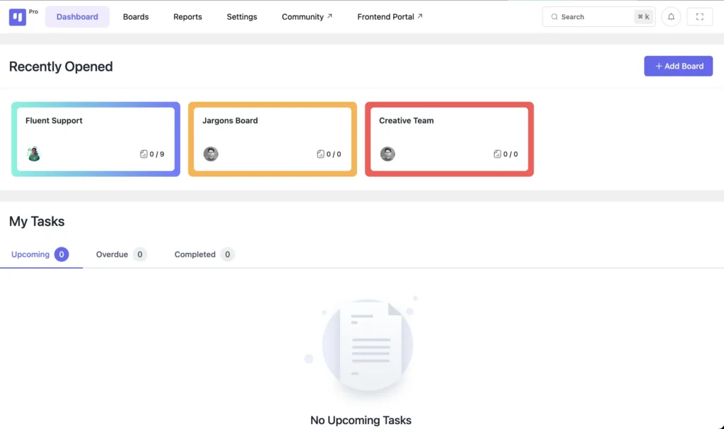 FluentBoards: Dashboard