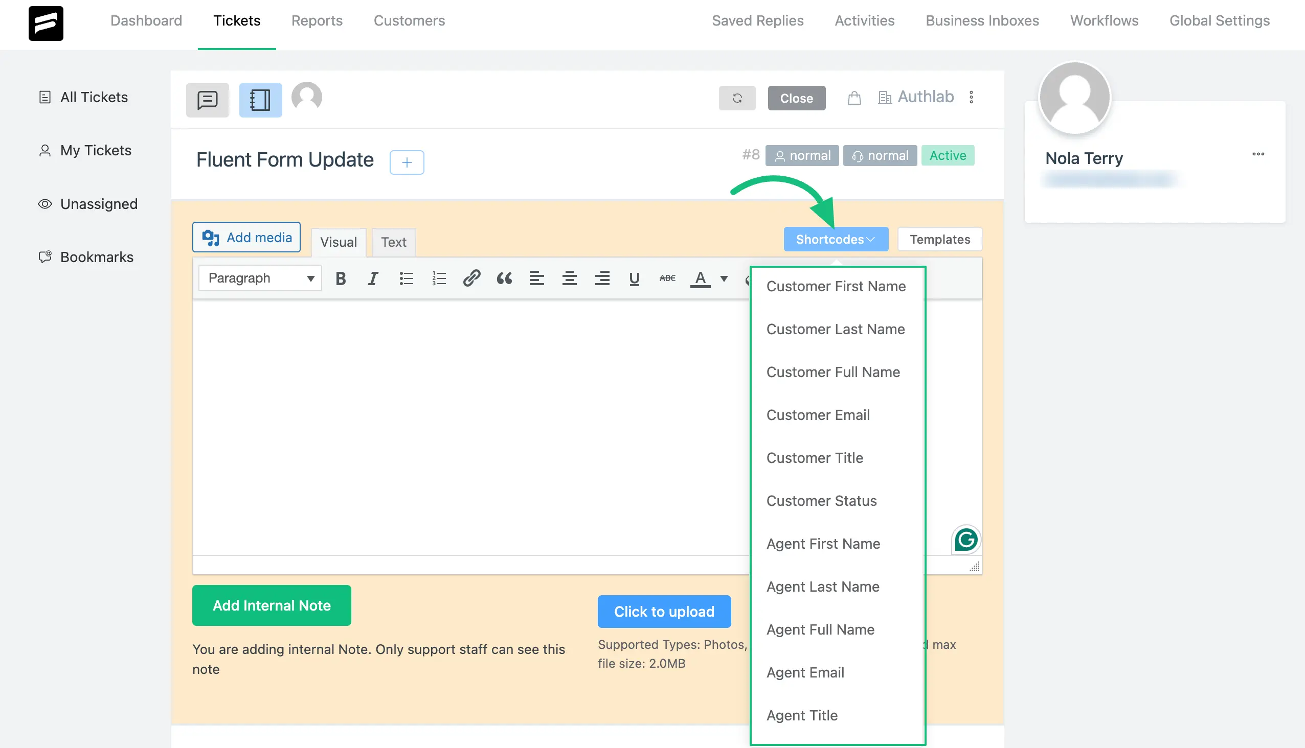 Shortcodes to fetch information inside notes