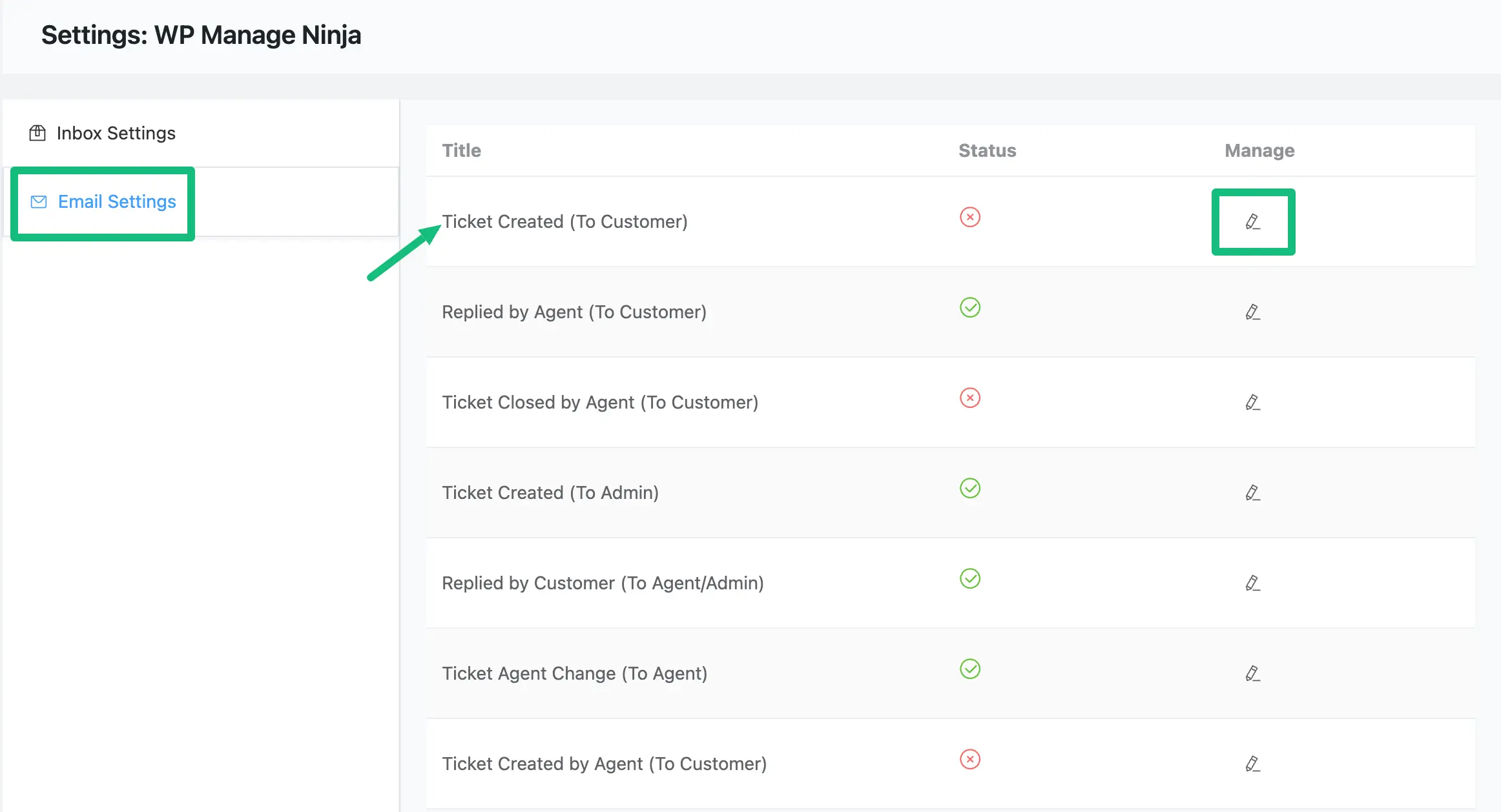 Email Settings of web-based business inbox