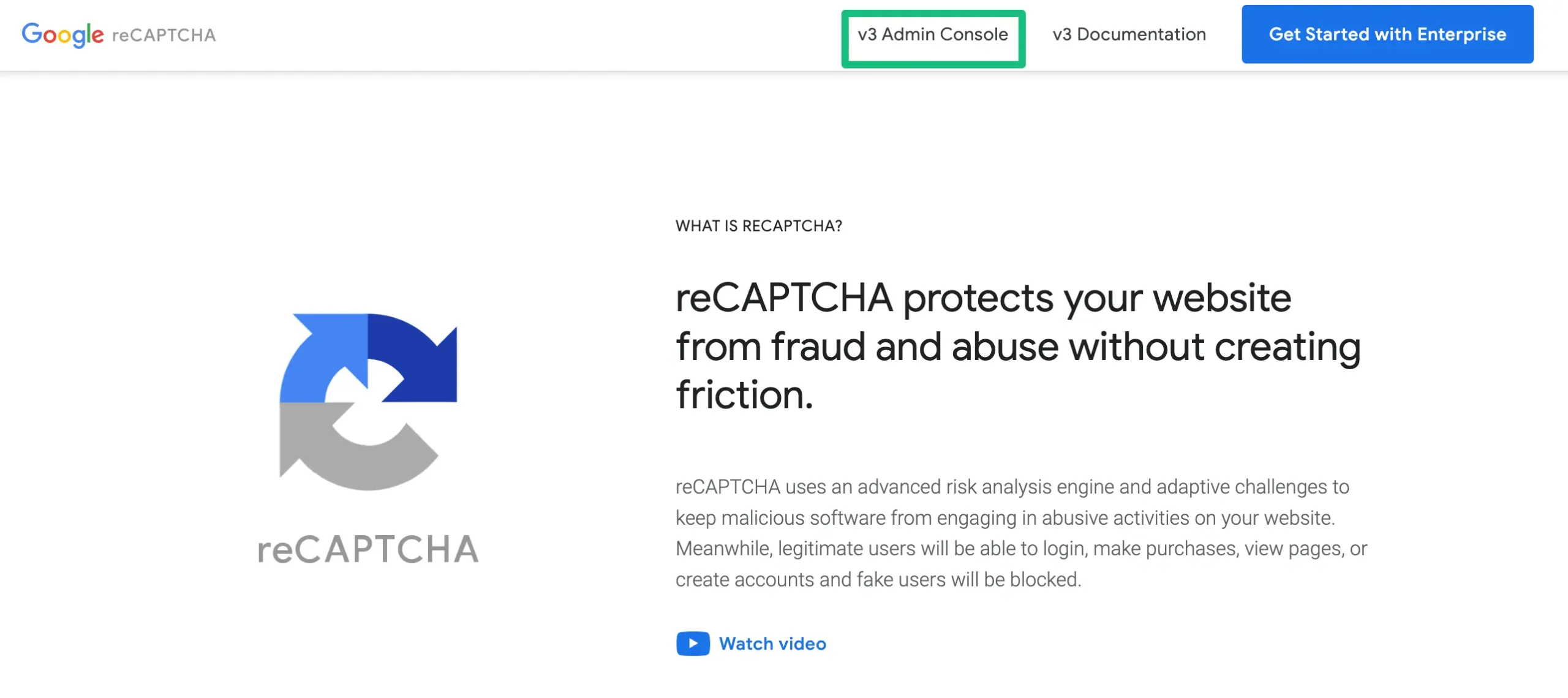 Accessing Google ReCapcha Console