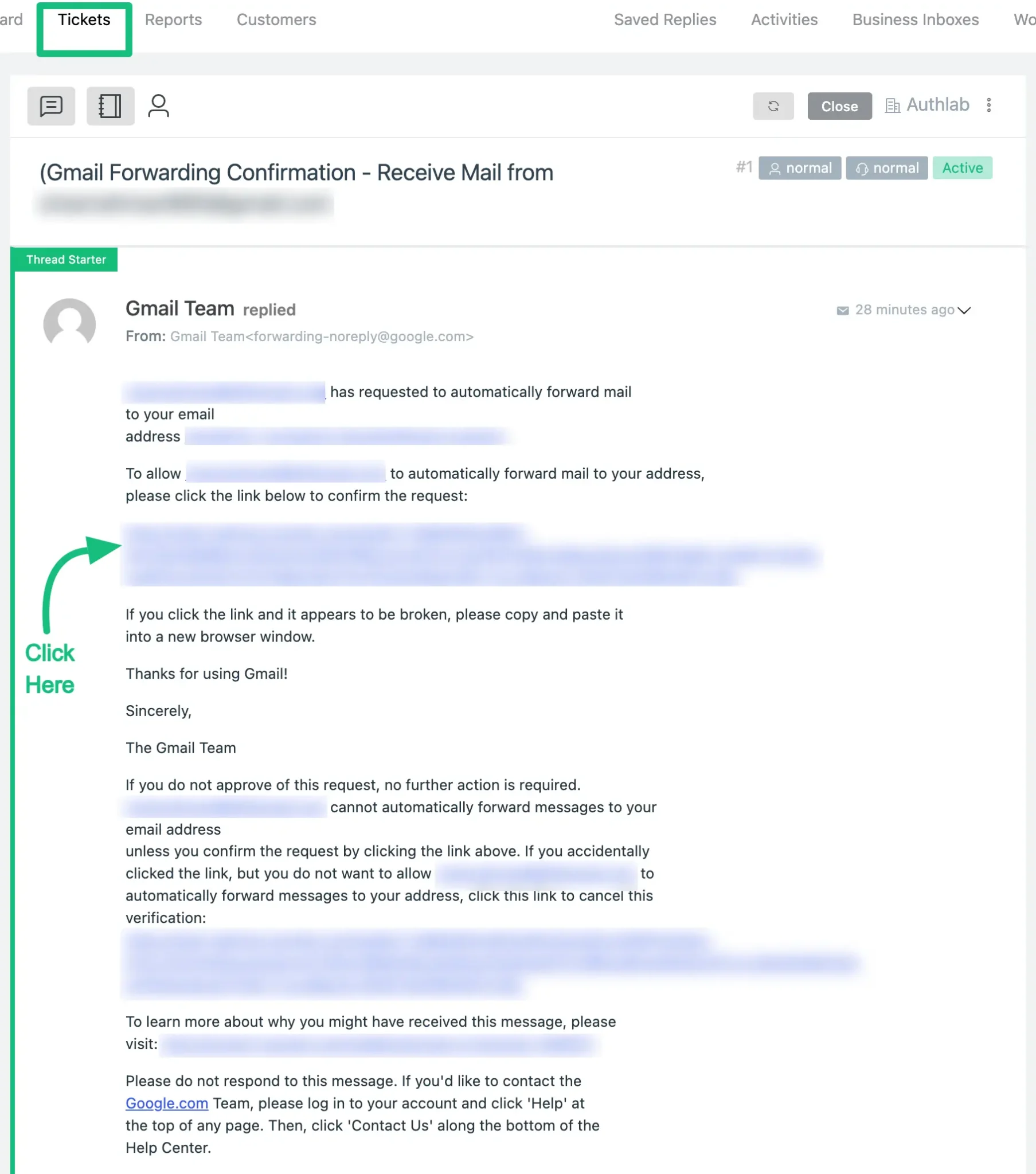 Fluent support email forwarding verification