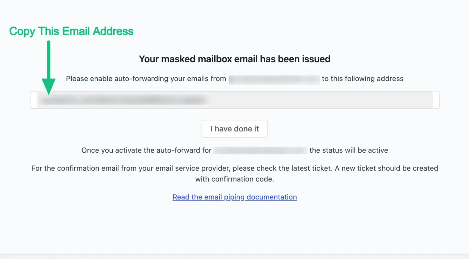 Email Address for email piping